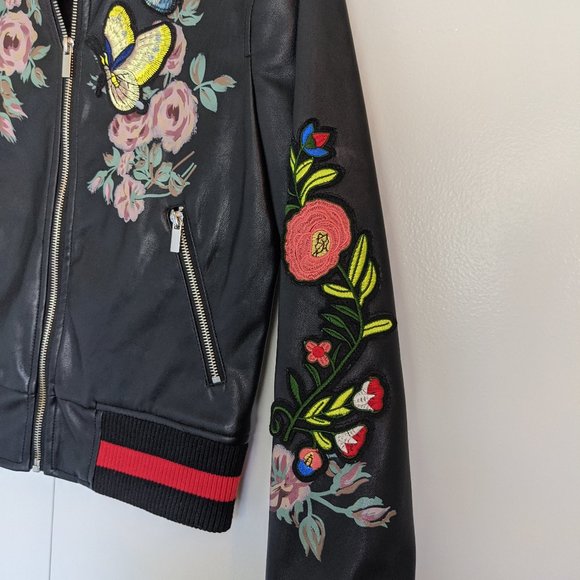 Urban Outfitters leather embroidered bomber jacket - Picture 3 of 7